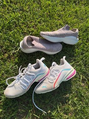 Puma White Athletic Sneakers with Aqua and Pink Accents
